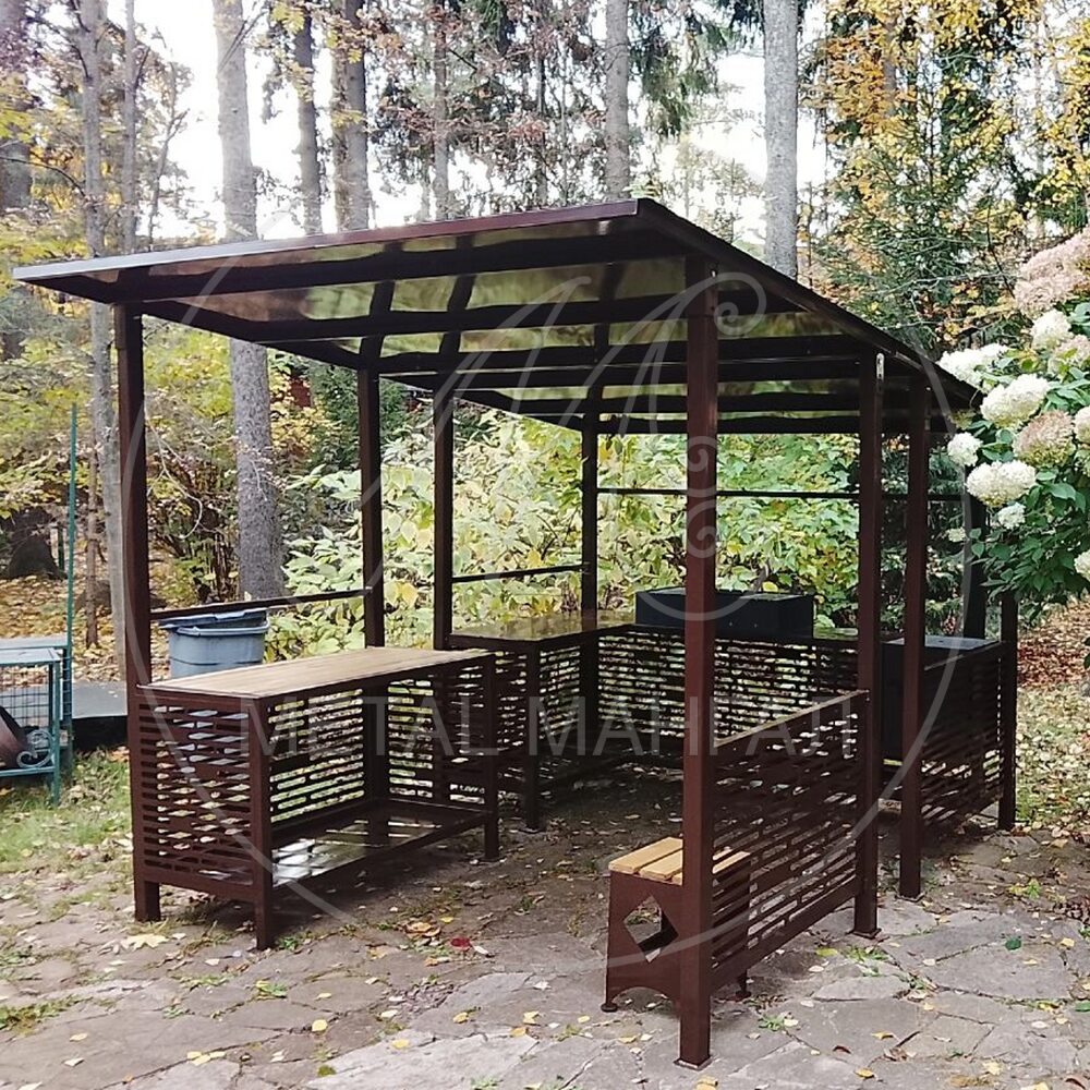 Беседка увеличенная 240х300 см  с мангалом и печкой "Матрица-XL"