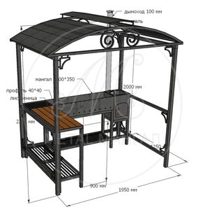 Беседка с мангалом 1000 мм и печью "Дипломат"