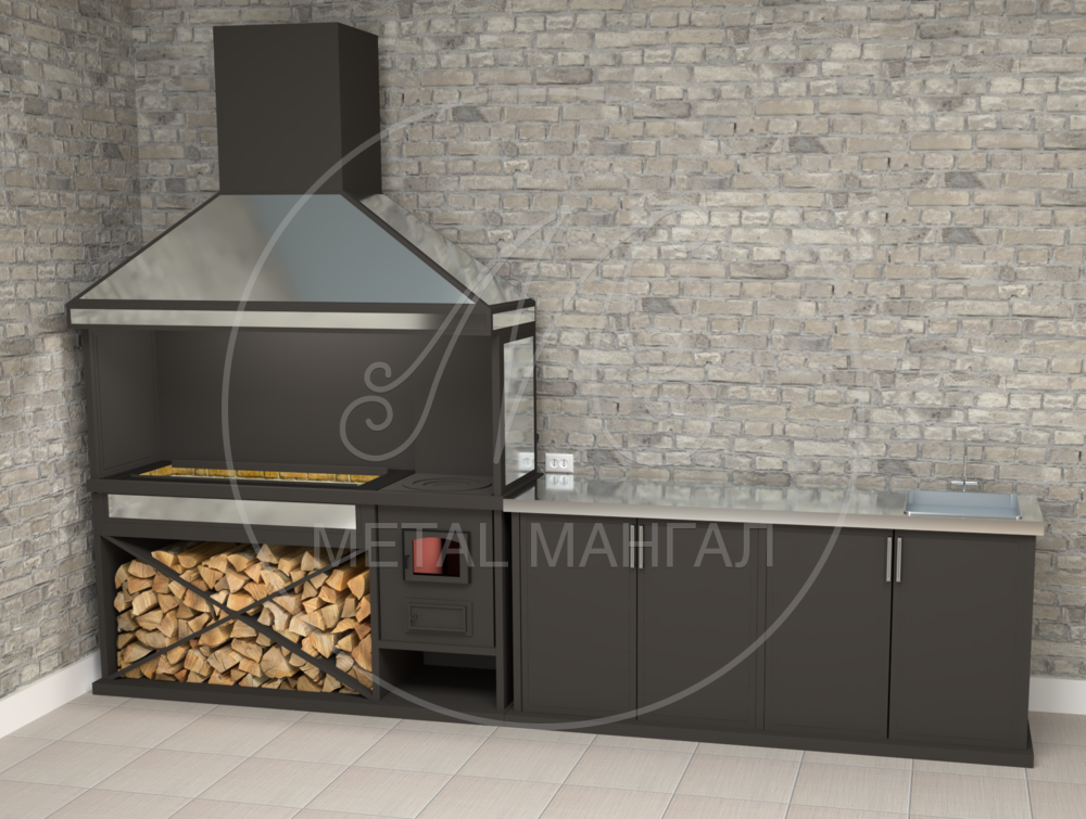 Мангальная кухня 3840 х 600  "Блеск"