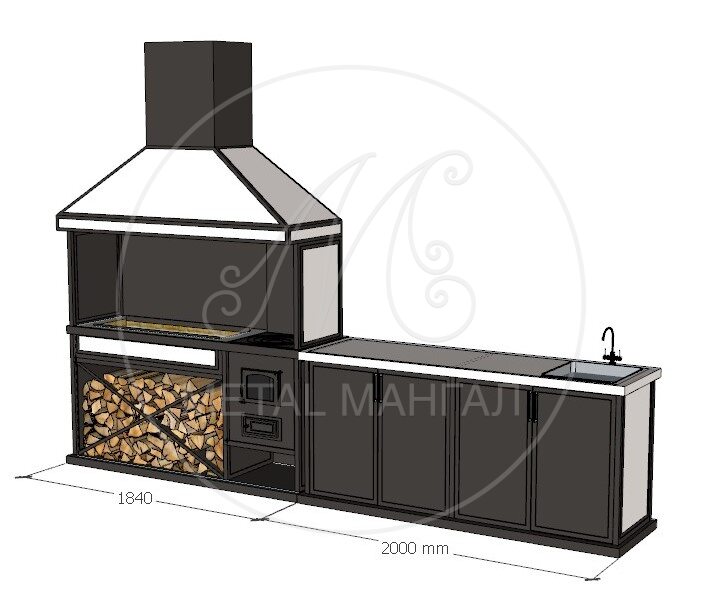 Мангальная кухня 3840 х 600  "Блеск"