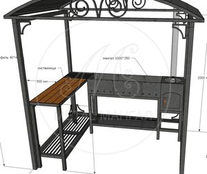 Беседка с мангалом 1000 мм и печью "Дипломат"