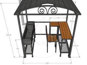 Беседка с мангалом, печью "Дипломат-8"