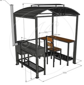 Беседка с мангалом, печью "Дипломат-8"