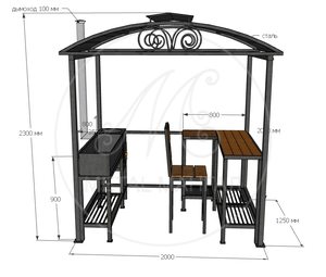Беседка с мангалом, печью "Дипломат-8"