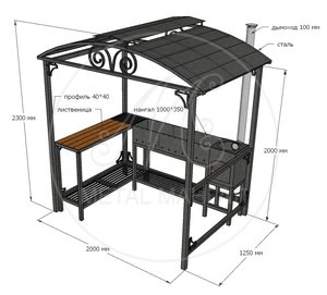 Беседка с мангалом 1000 мм и печью "Дипломат"