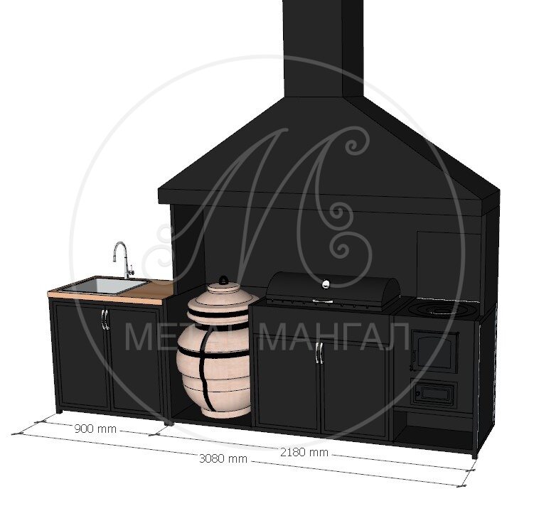 Мангальная кухня 3000 х 600  "Лучия"