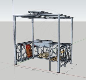 Беседка с мангалом и крышкой барбекю "Дуплекс-4"