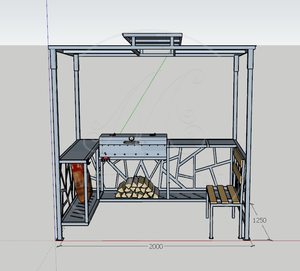 Беседка с мангалом и крышкой барбекю "Дуплекс-4"