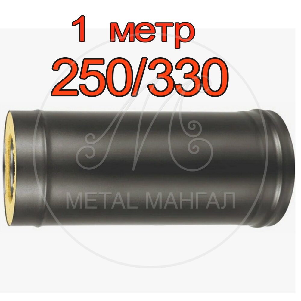 Дымоход сэндвич для мангала  черный крашенный 330*250 (нерж.0,5мм.AISI 430/нерж. 0,5мм.AISI 430) 1 м