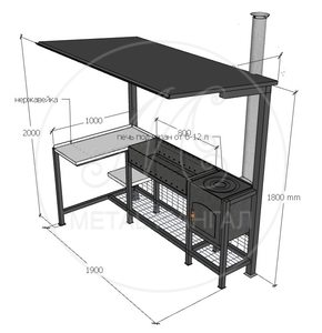 Мангал с крышей и печкой "Богатырь"