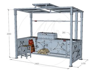 Беседка с мангалом и печкой "Авиатор"