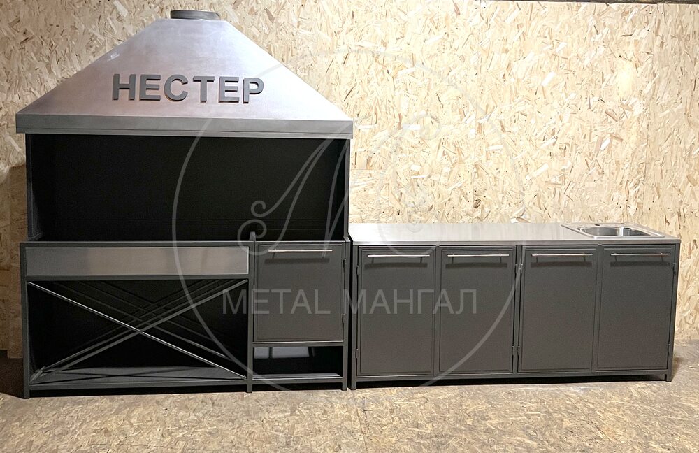 Мангальная зона в стиле хай-тек 3840 х 600  "Нестер"