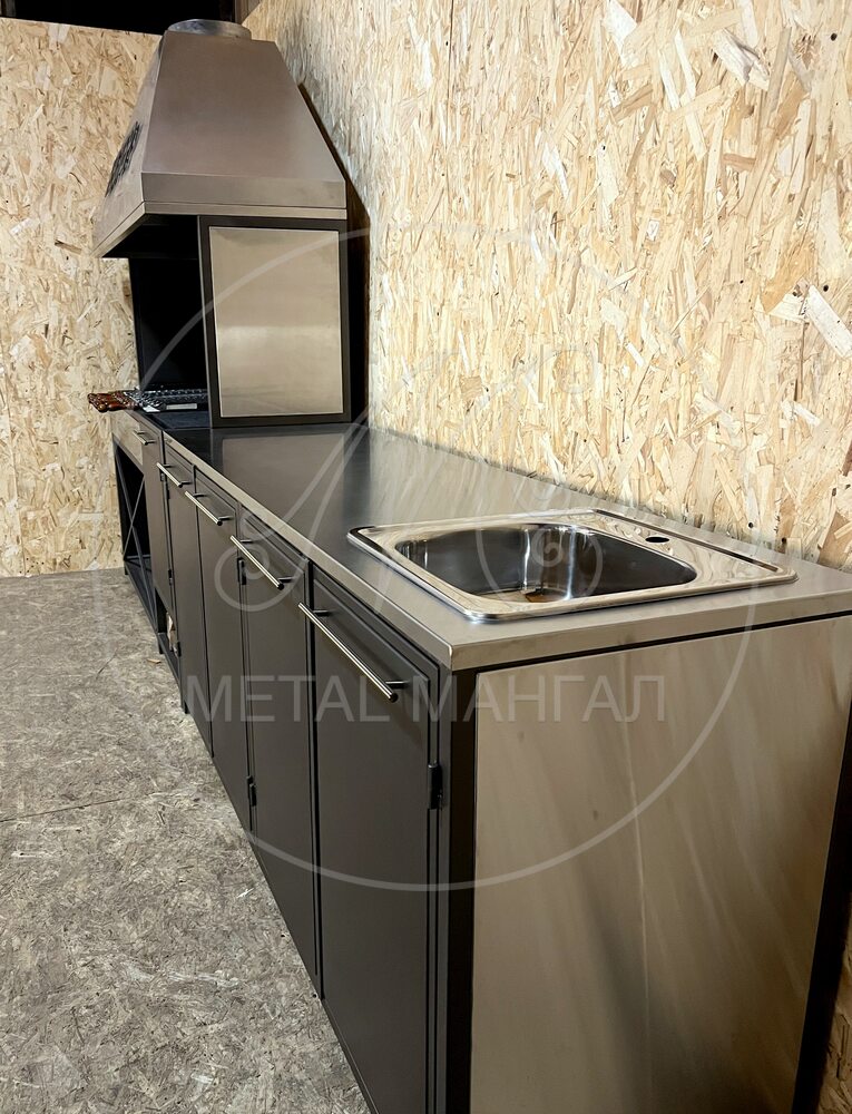 Мангальная зона в стиле хай-тек 3840 х 600  "Нестер"
