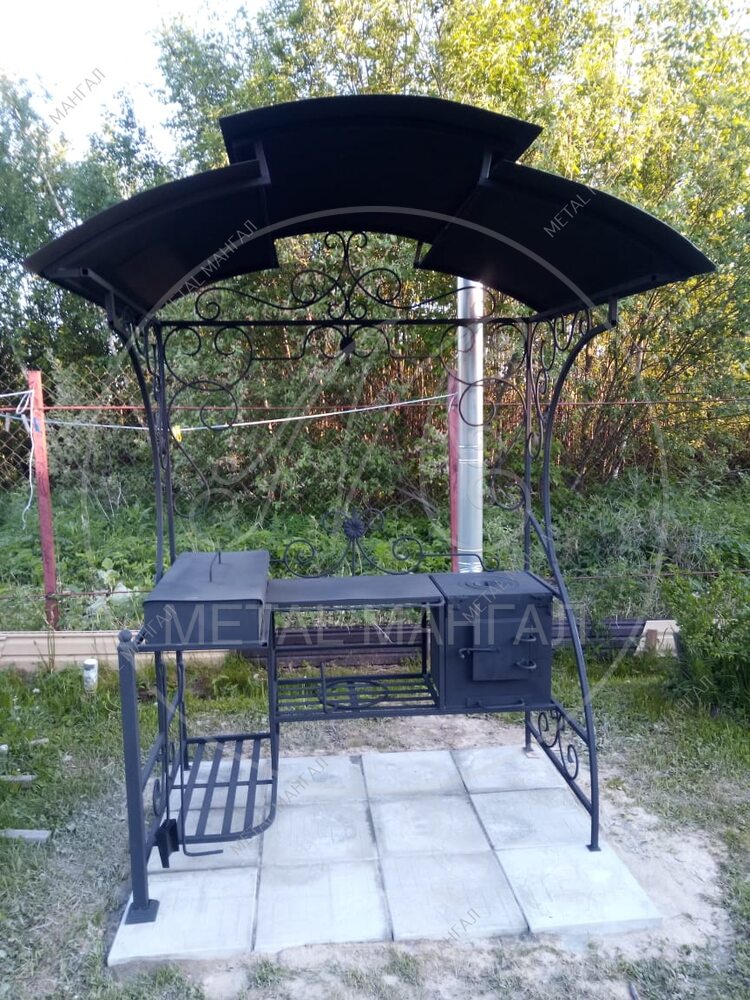 Мангал с крышей "Дарк" без патины