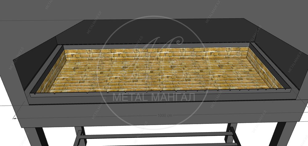 Мангал 1000 х 400 с кирпичом и вытяжкой