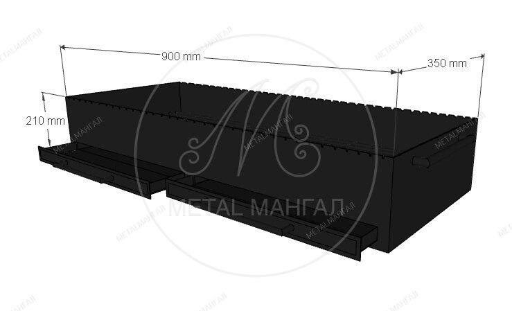 Жаровня с ящиком  900 х 350 х 210