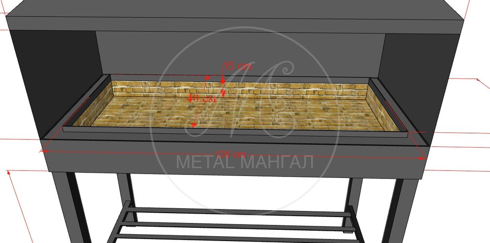 Мангал профессиональный 1500х540