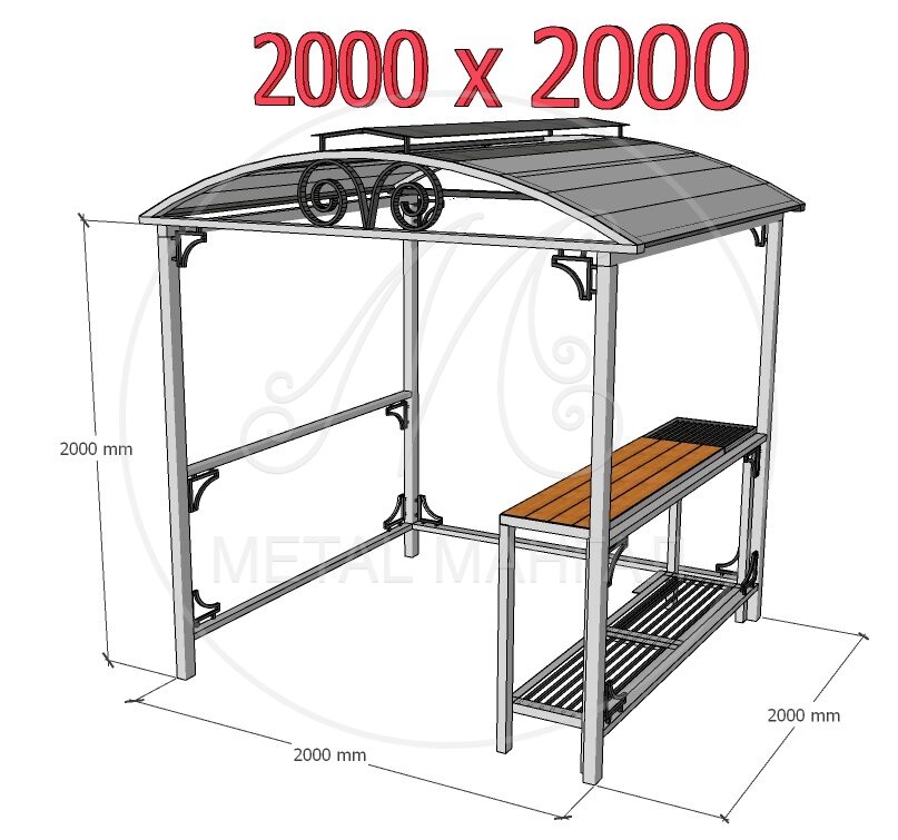 Навес для мангала 2000 х 2000