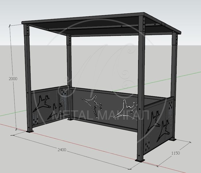 Навес "самолет" для мангала и тандыра 2400 х 1150