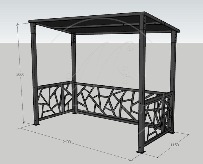 Навес "грек" для мангала и тандыра 2400 х 1150