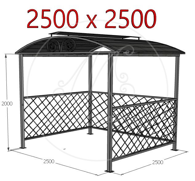 Навес для мангала с ромбиками 2500 х 2500