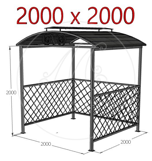 Навес для мангала с ромбиками 2000 х 2000