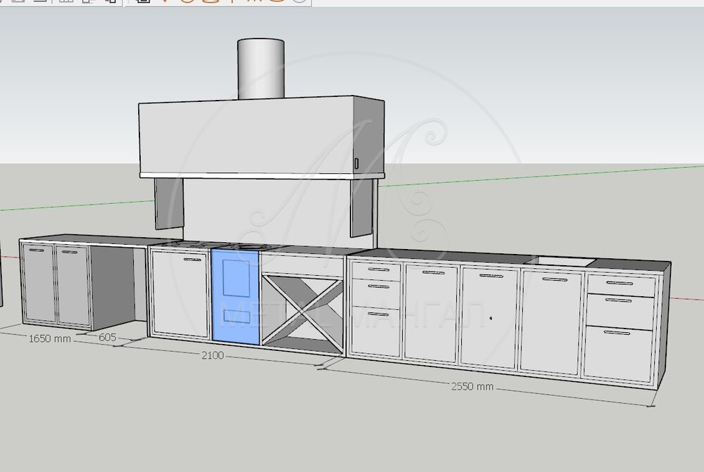 Барбекю кухня с мангалом и печкой "Север"