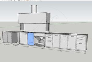 Барбекю кухня с мангалом и печкой "Север"