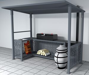 Беседка 240х150 см  с мангалом и печкой "Матрица-2"