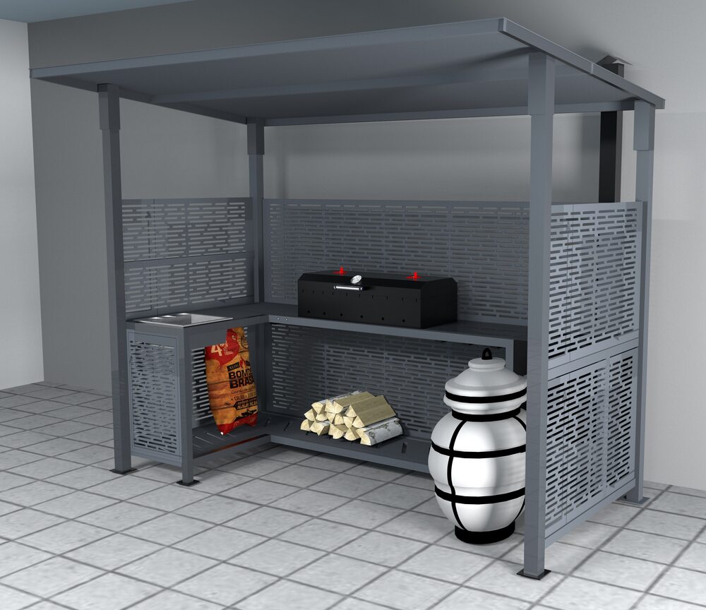 Беседка 240х150 см  с мангалом и печкой "Матрица-Дубль"