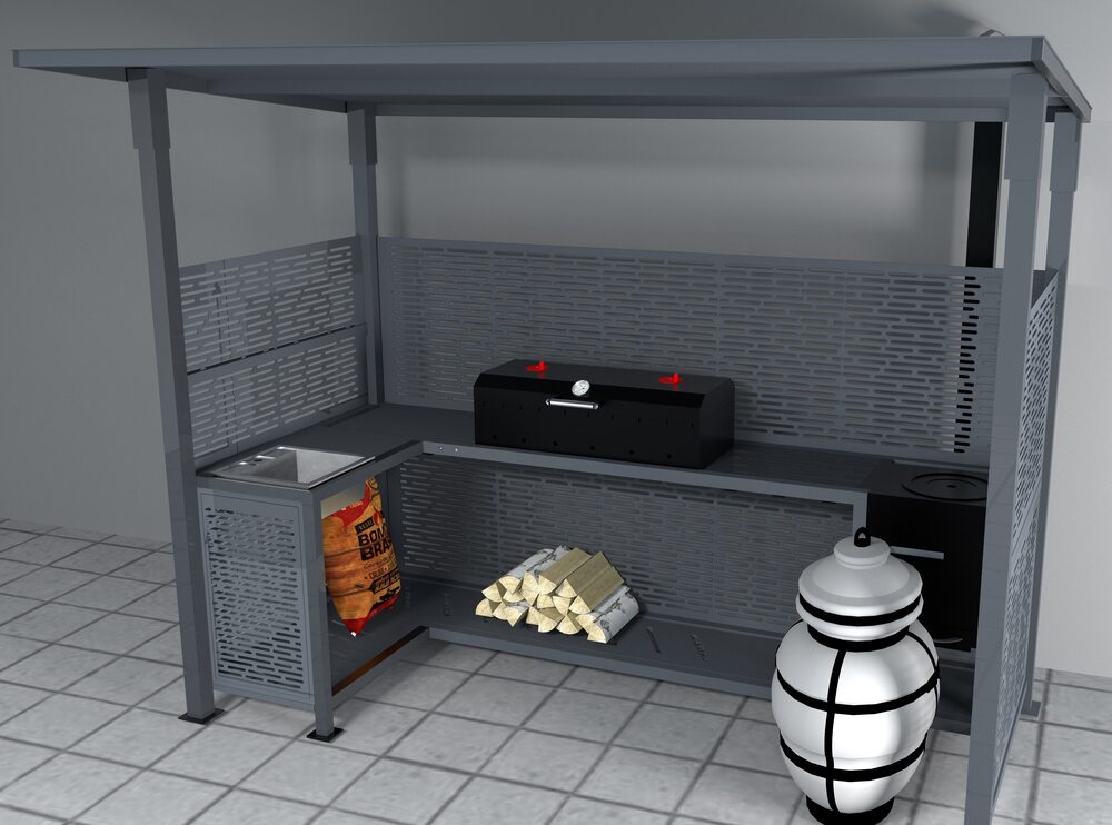 Беседка 240х150 см  с мангалом и печкой "Матрица-Дубль"