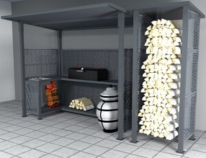 Беседка с дровником 240х150 см  с мангалом и печкой "Матрица-Д"