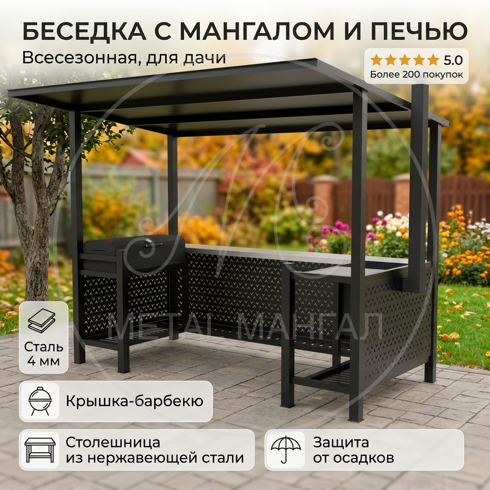 Навес с мангалом и печкой "Стрелка", фото 3