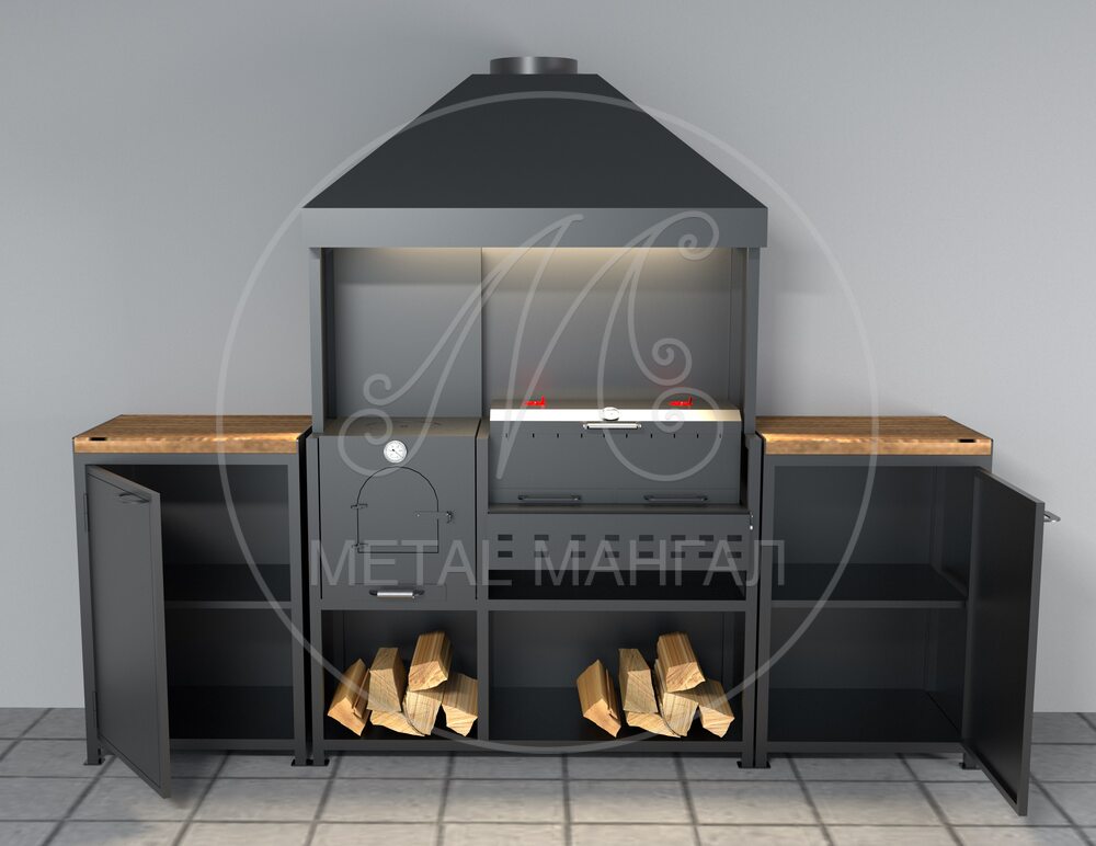 Мангальная зона барбекю с тумбами 2200*500 "Аленка"