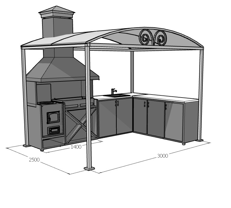 Беседка с мангальной зоной проекты из металла чертежи