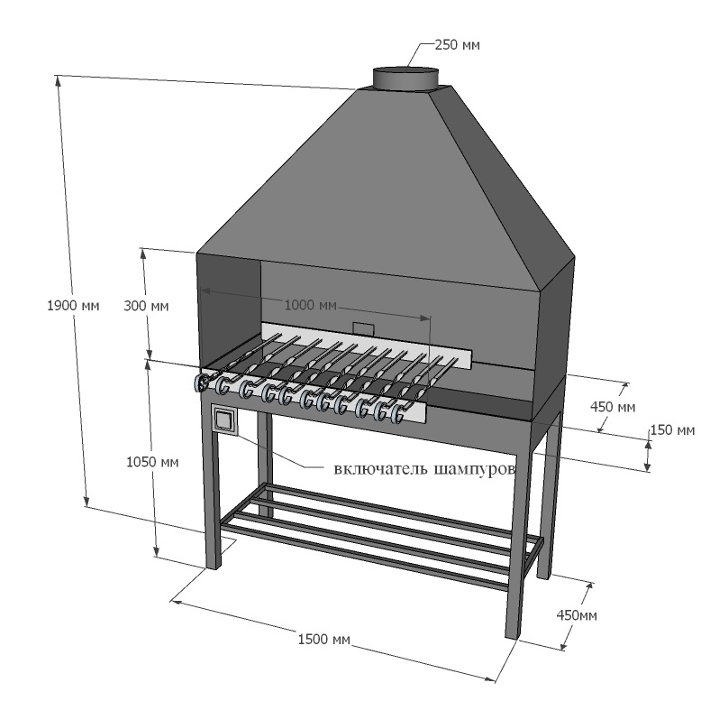 Металлический мангал с вытяжкой своими руками чертежи и фото
